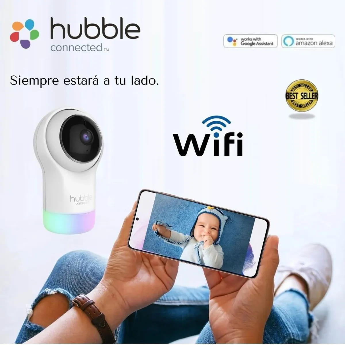 HUBBLE - Cámara Smart para Bebe Wi-Fi Hubble Nursery Pal Glow Deluxe