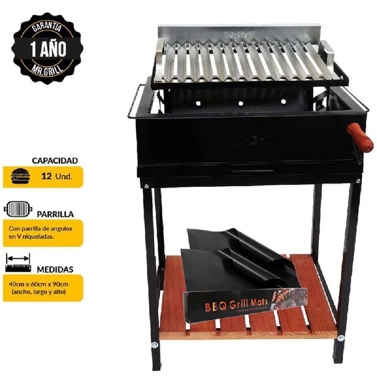 MR GRILL - Parrilla Argentina Chica Mixta + Láminas Protectoras para Parrillas