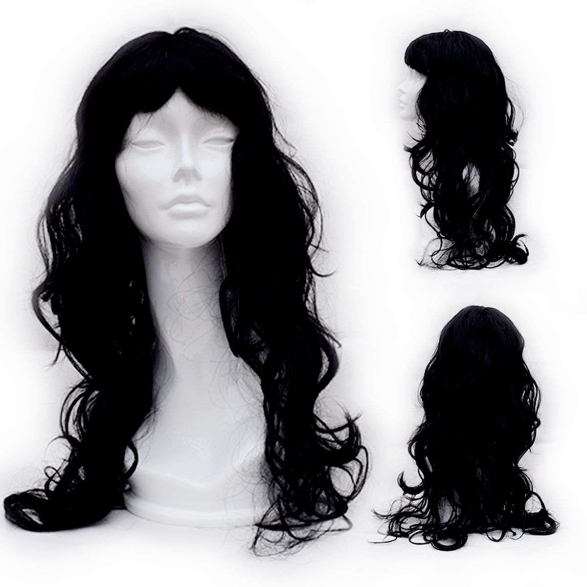 GENERICO - Peluca artificial ondulado  Color Negro