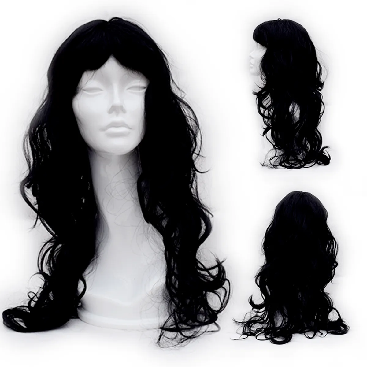 GENERICO - Peluca artificial ondulado  Color Negro