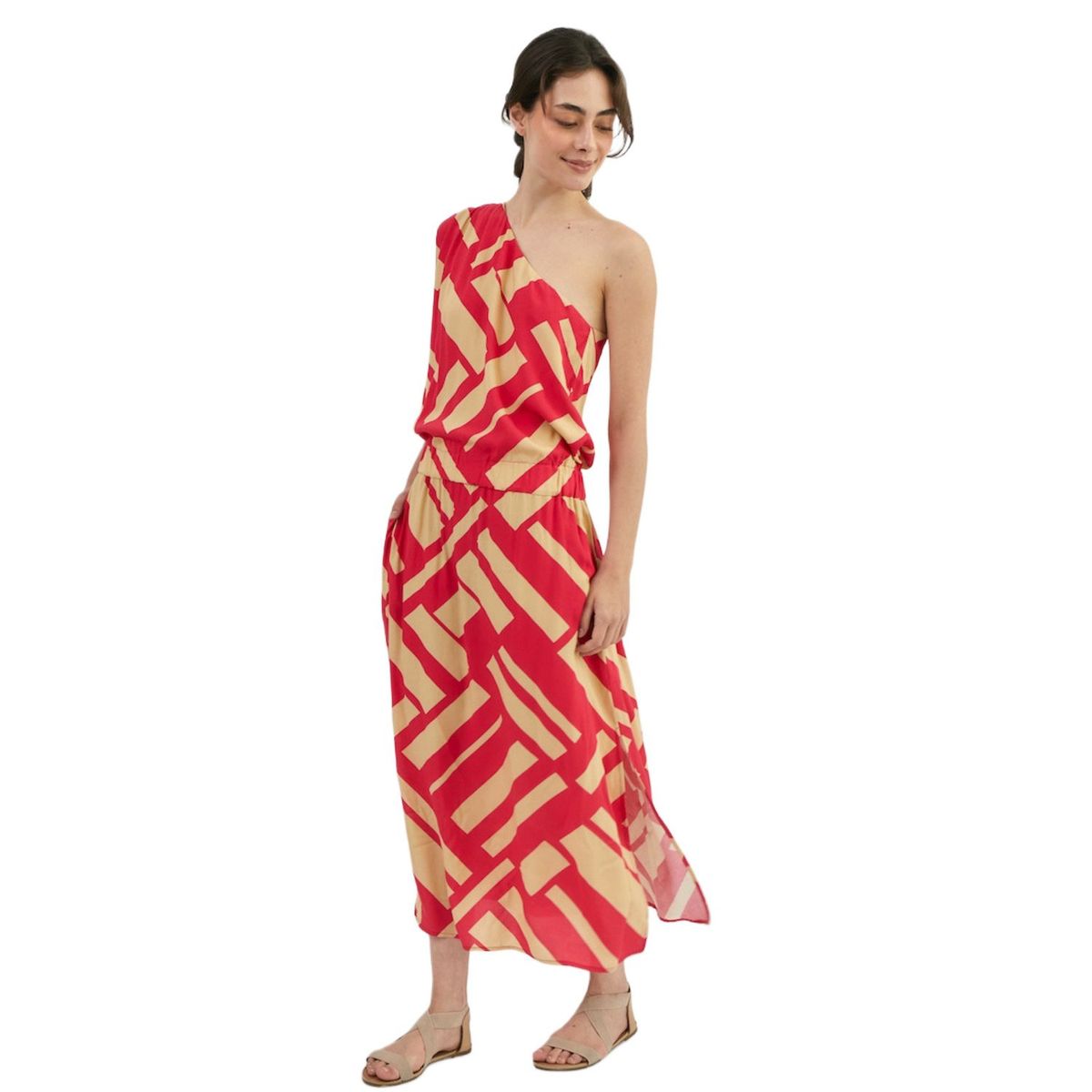 PERMUTA - VESTIDO UN HOMBRO MUJER ARIA FUCSIA PERMUTA