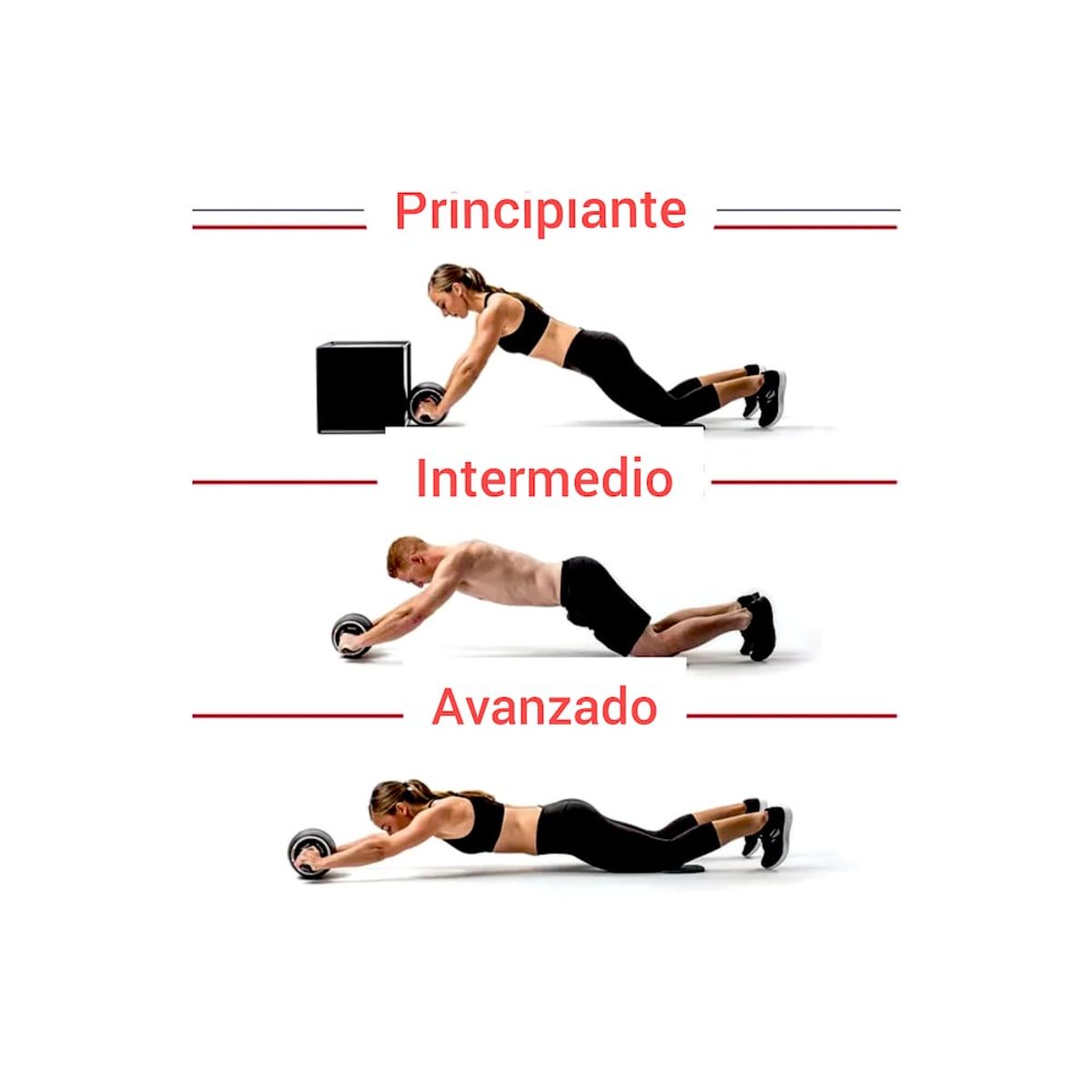 HOME FIT - Rueda abdominal  con mat para rodillas