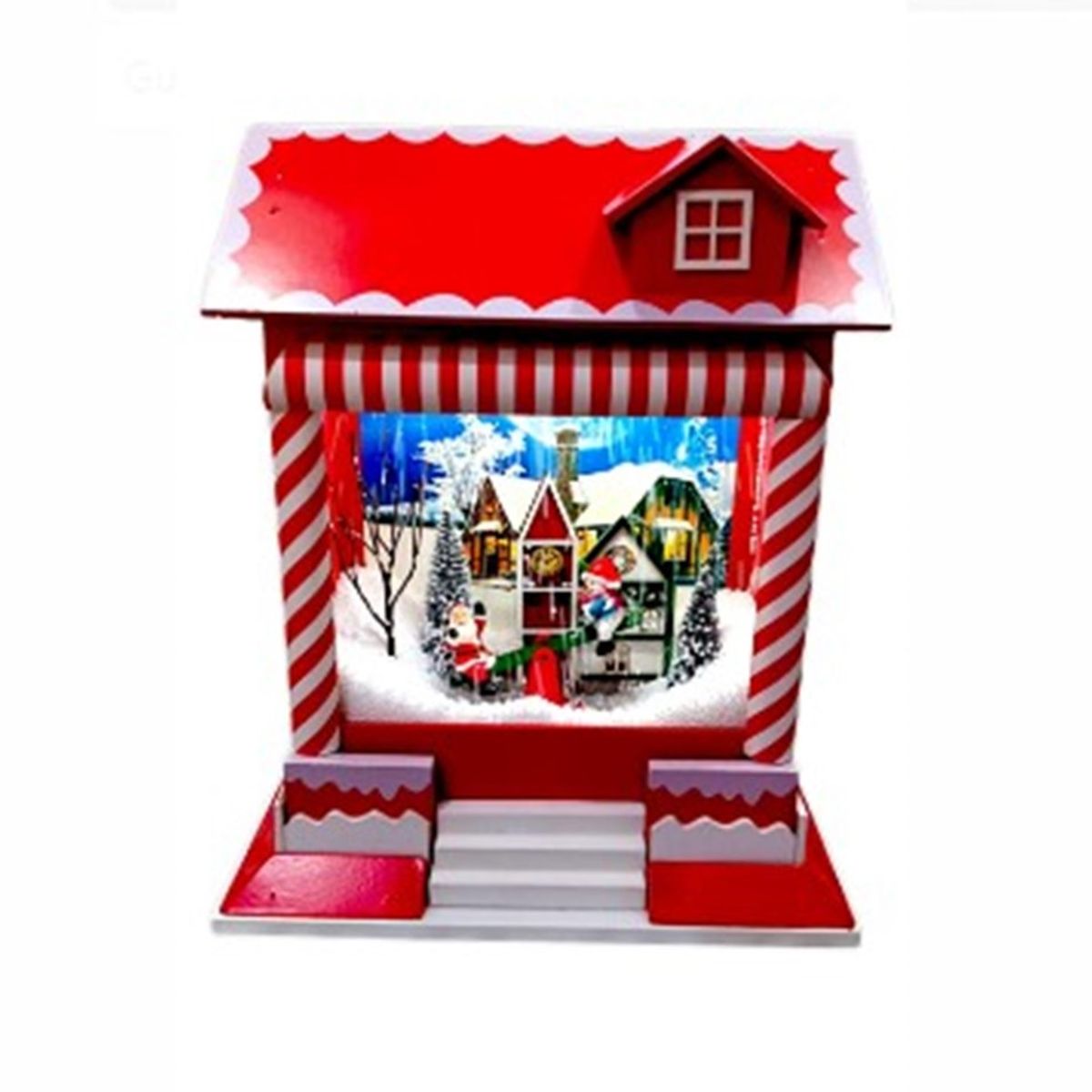 GENERICO - CASITA MUSICAL NAVIDEÑA CON EFECTO NIEVE GRANDE CALIDAD A1