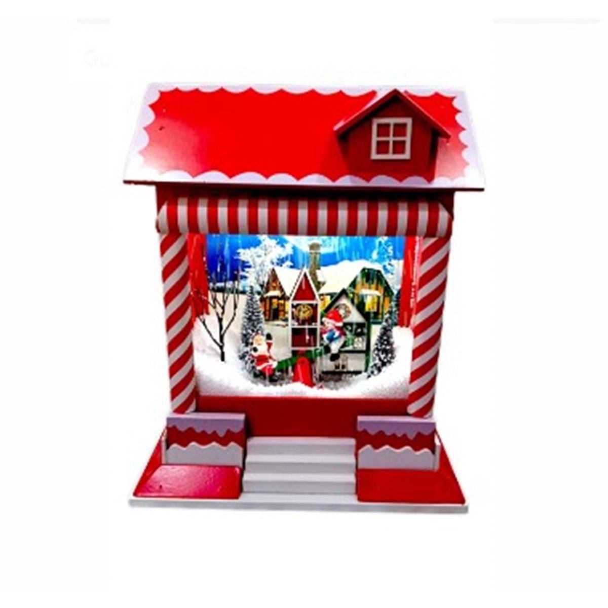 GENERICO - CASITA MUSICAL NAVIDEÑA CON EFECTO NIEVE GRANDE CALIDAD A1