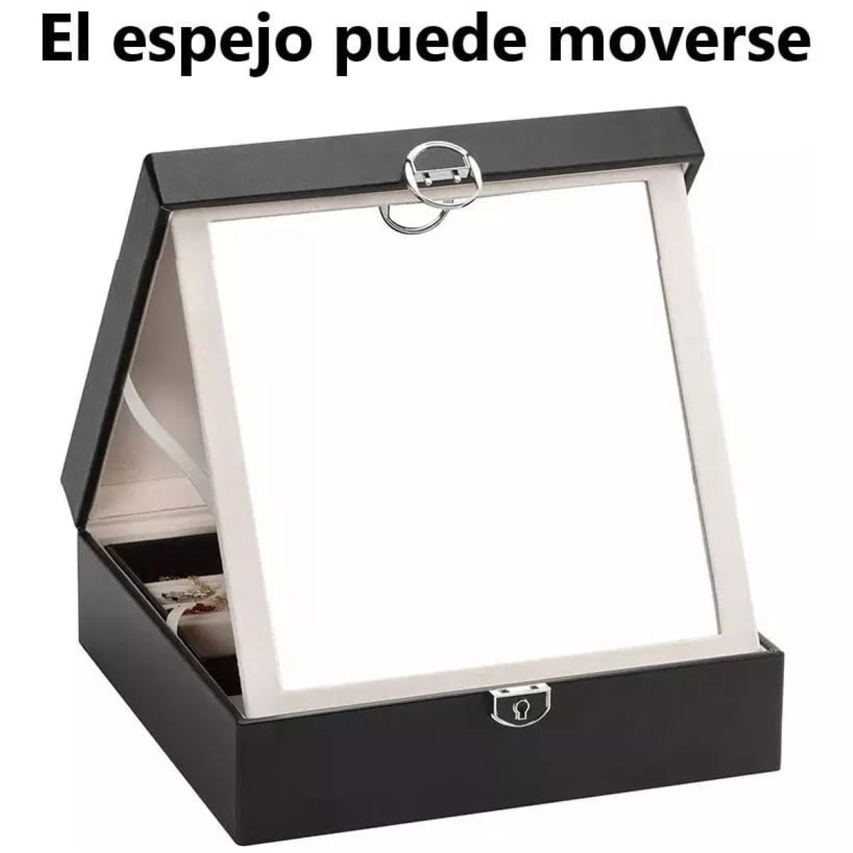 GENERICO - Joyero 2 Niveles + Mini Joyero Portatil con Espejo y Llave