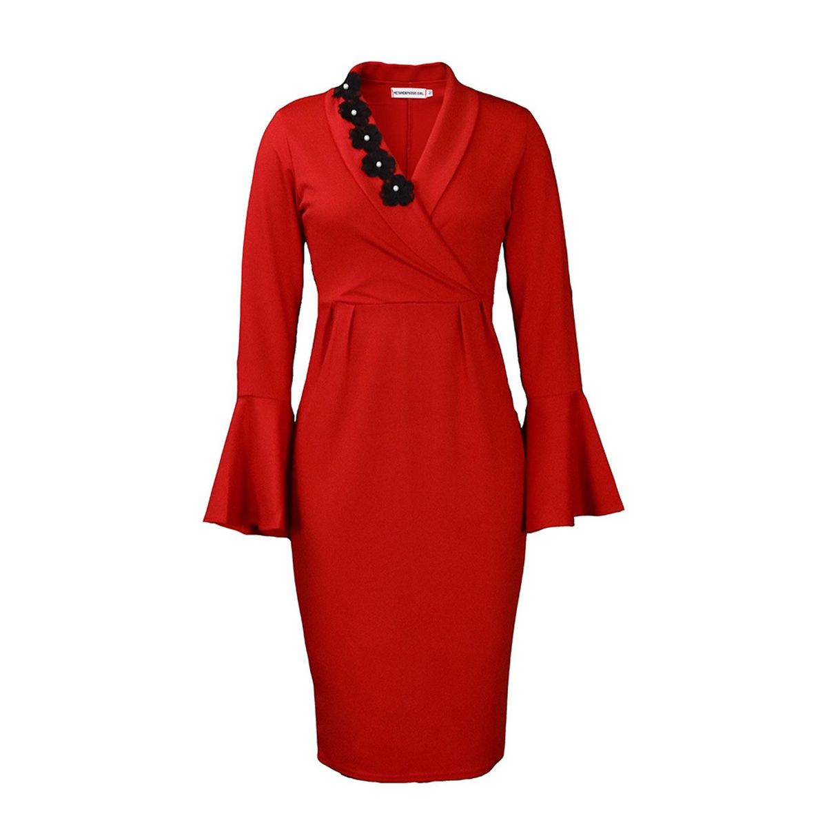 TIOZONEY - Vestido de mujer con mangas acampanadas y escote a la cadera