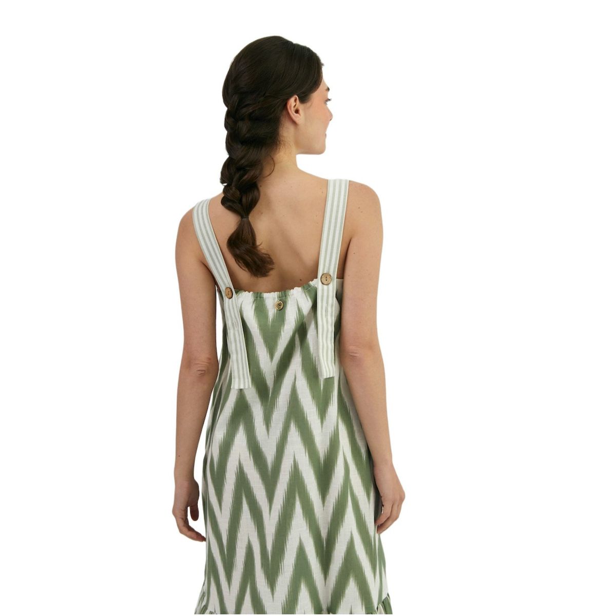 PERMUTA - VESTIDO MIDI LINO TIRANTES VALENTINA ZIGZAG MUJER PERMUTA