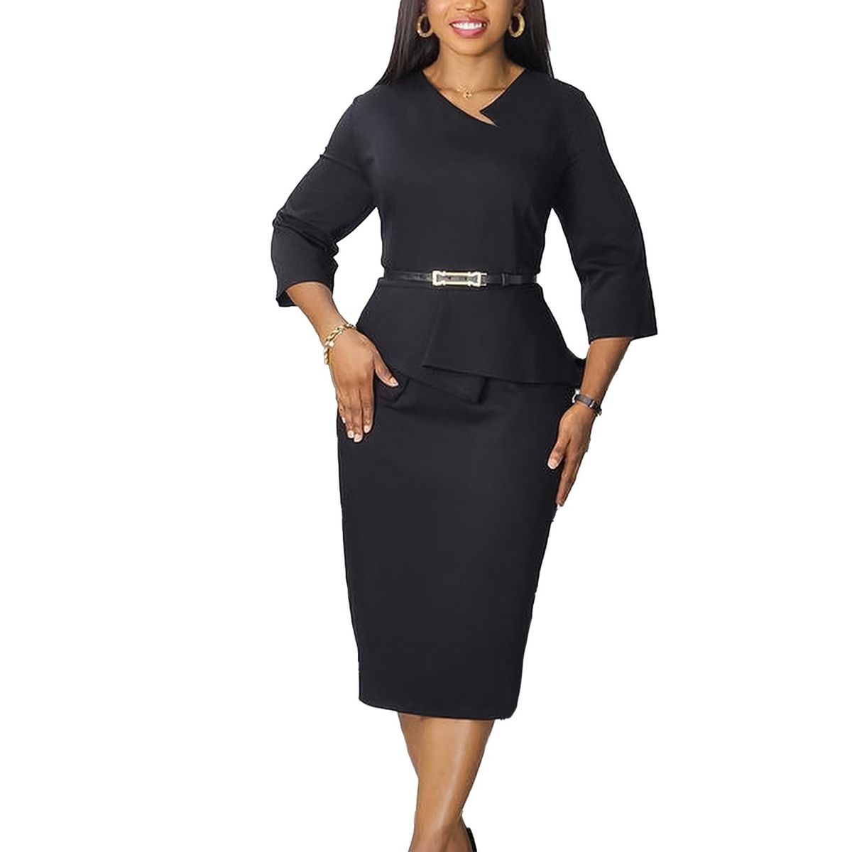 TIOZONEY - Vestido hipster de mujer con cinturón