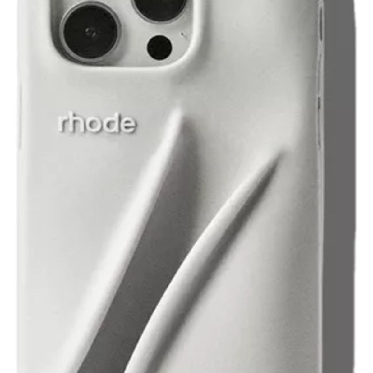 RHODE - Funda de silicona Gris para brillo de labios en iPhone 15 Pro Max