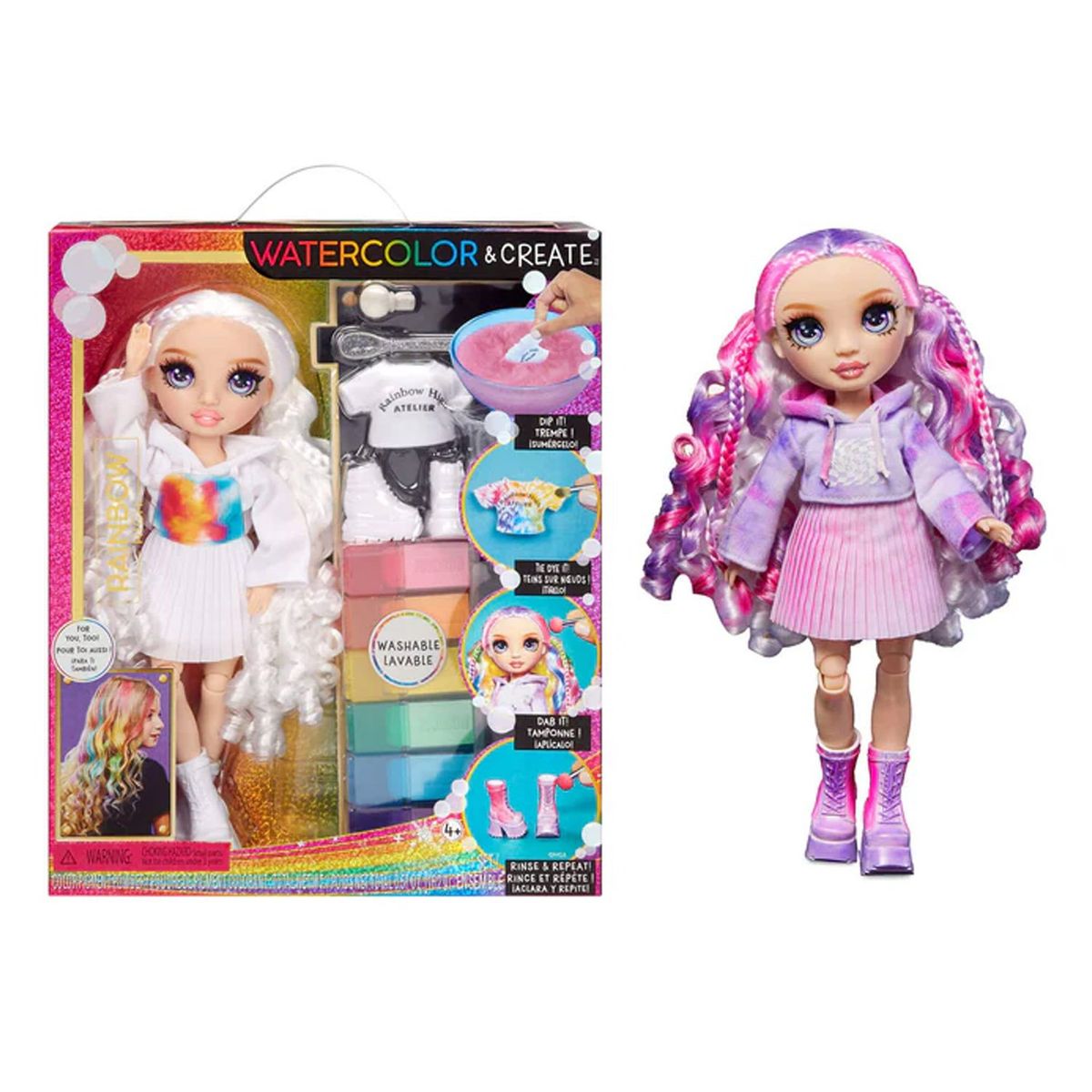 RAINBOW HIGH - Muñeca Rainbow High Watercolor & Create-Purple