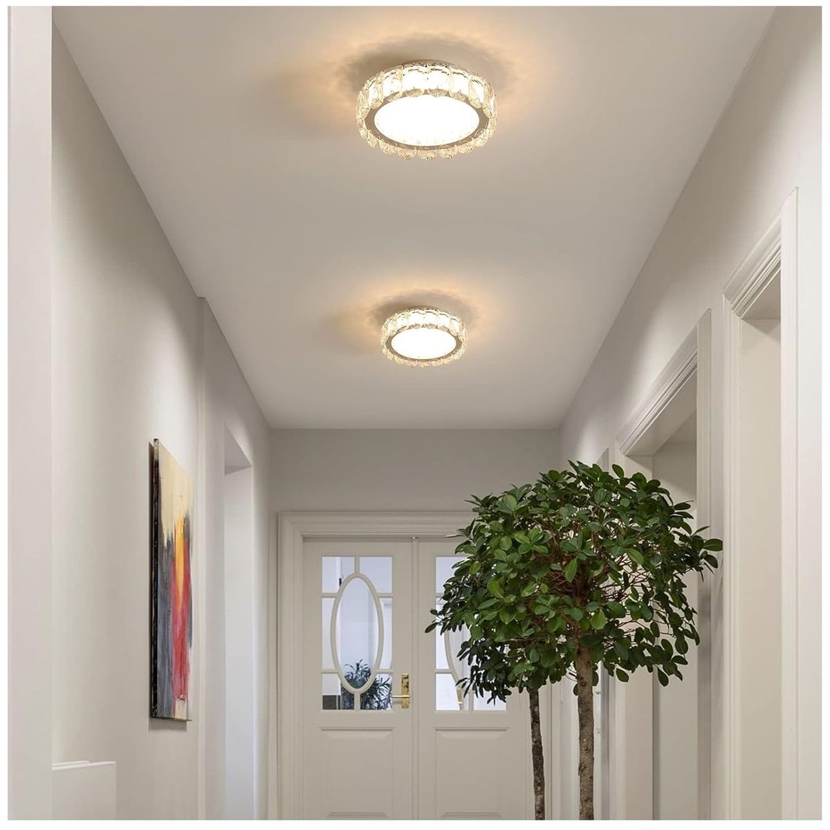 GENERICO - Lámpara de techo de cristal LED 28 cm incluye control remoto