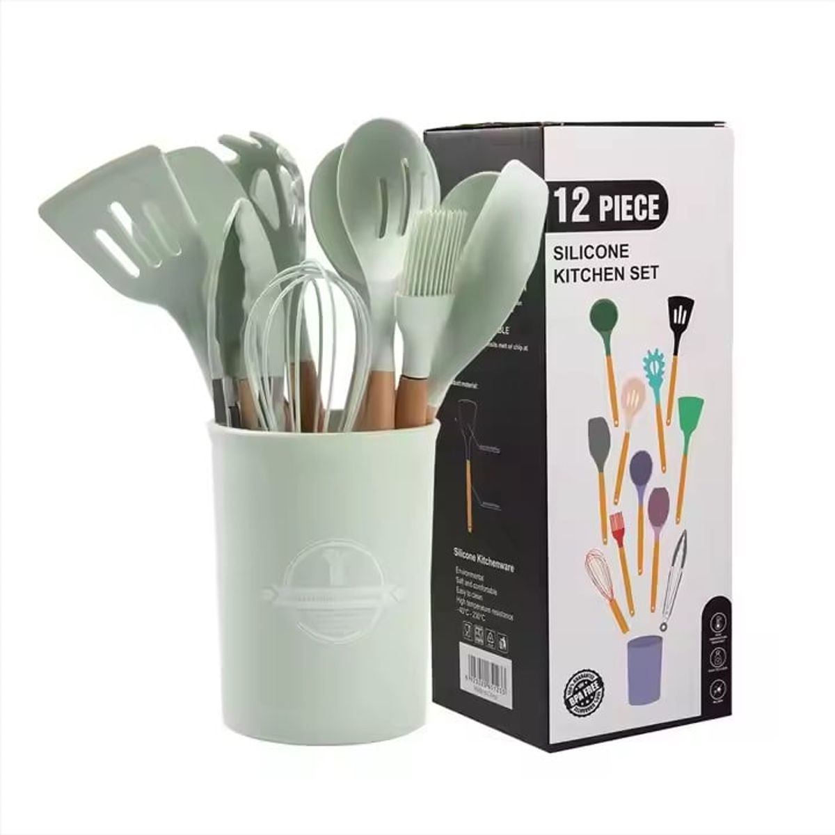 GENERICO - Juego De Utensilios De Cocina De Colores 12 Pcs Verde