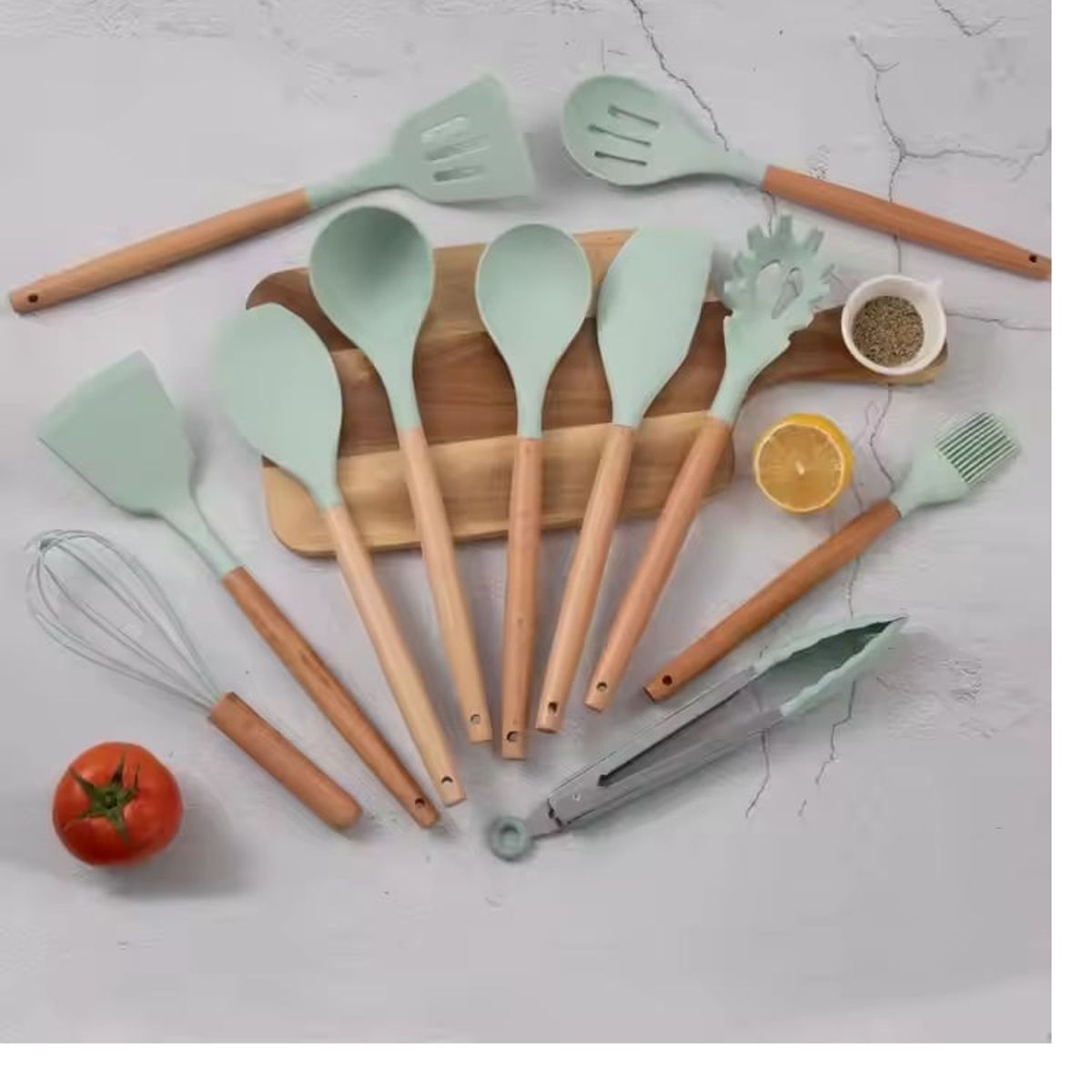 GENERICO - Juego De Utensilios De Cocina De Colores 12 Pcs Verde