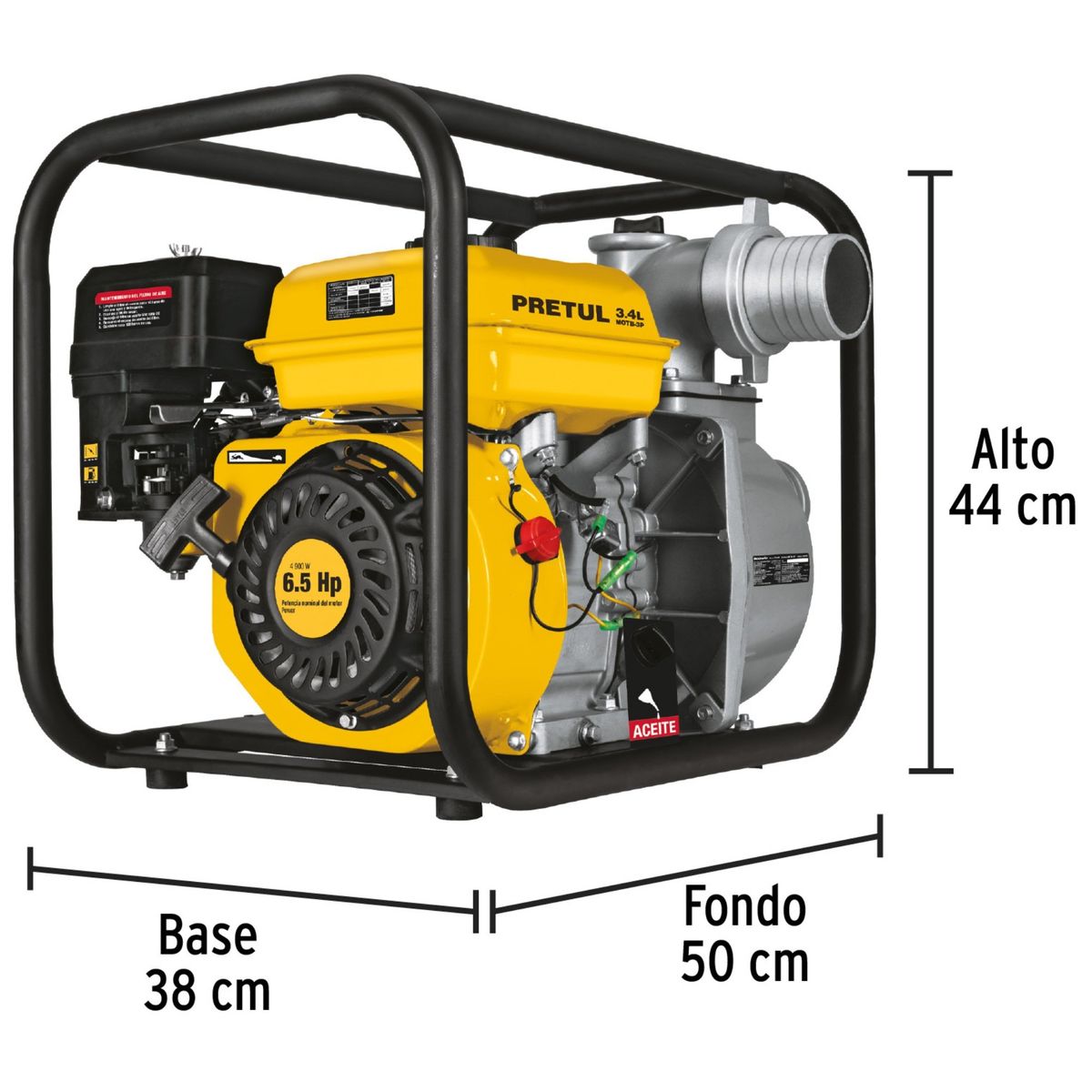 PRETUL - Motobomba autocebante 3x 3" a gasolina 6.5 HP, PRO Pretul