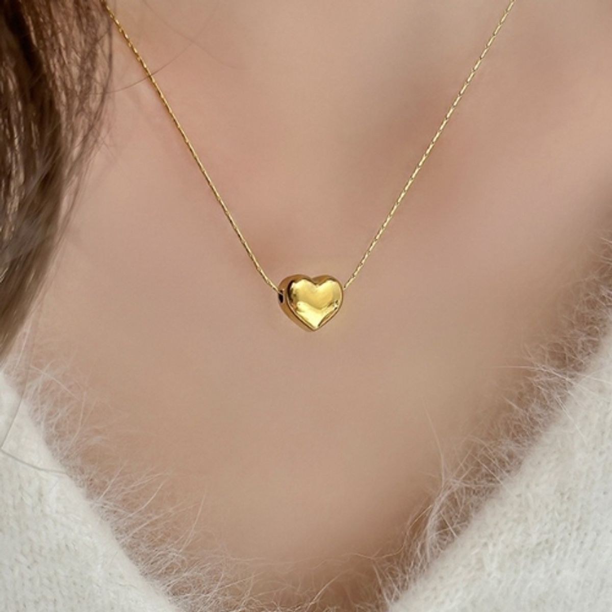 GENERICO - Set Aretes Y Collar Corazón Dorado Mujer Chuncky