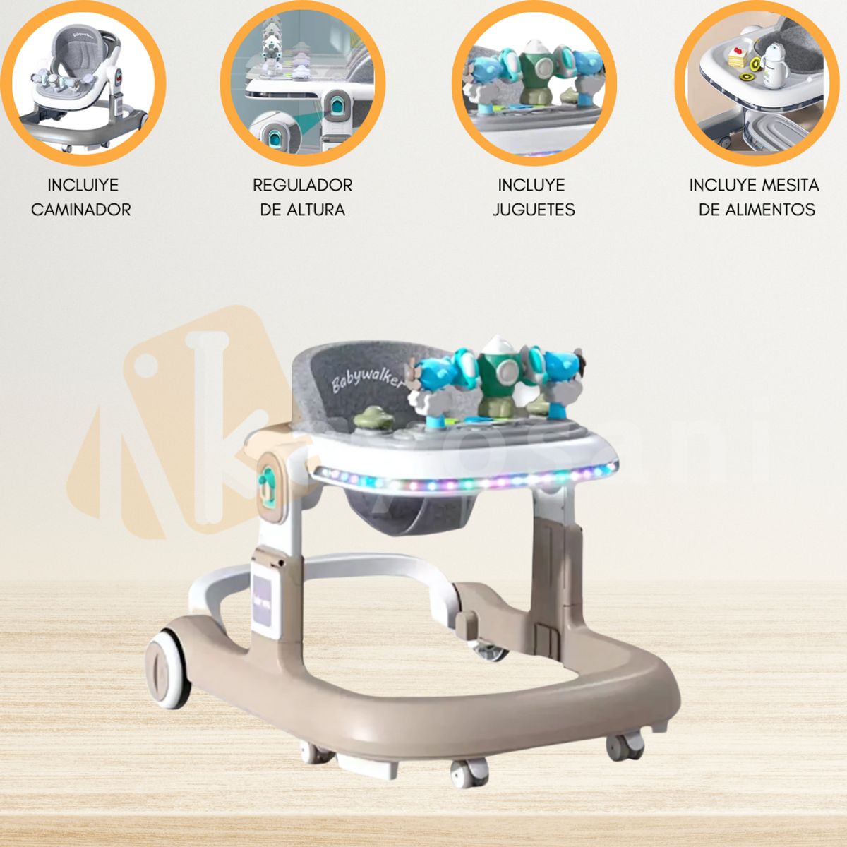 EBABY - Andador Caminador Con Luz «WALKER» Gray