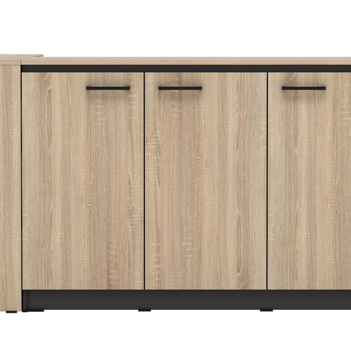 TU MESITA - Isla Central de Cocina Apolonia + 2 banquetas RobleNegro 3 puertas