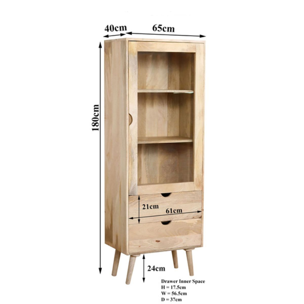 TU MESITA - Vitrina Clásica Luciana 2 cajones 1 puerta TU MESITA