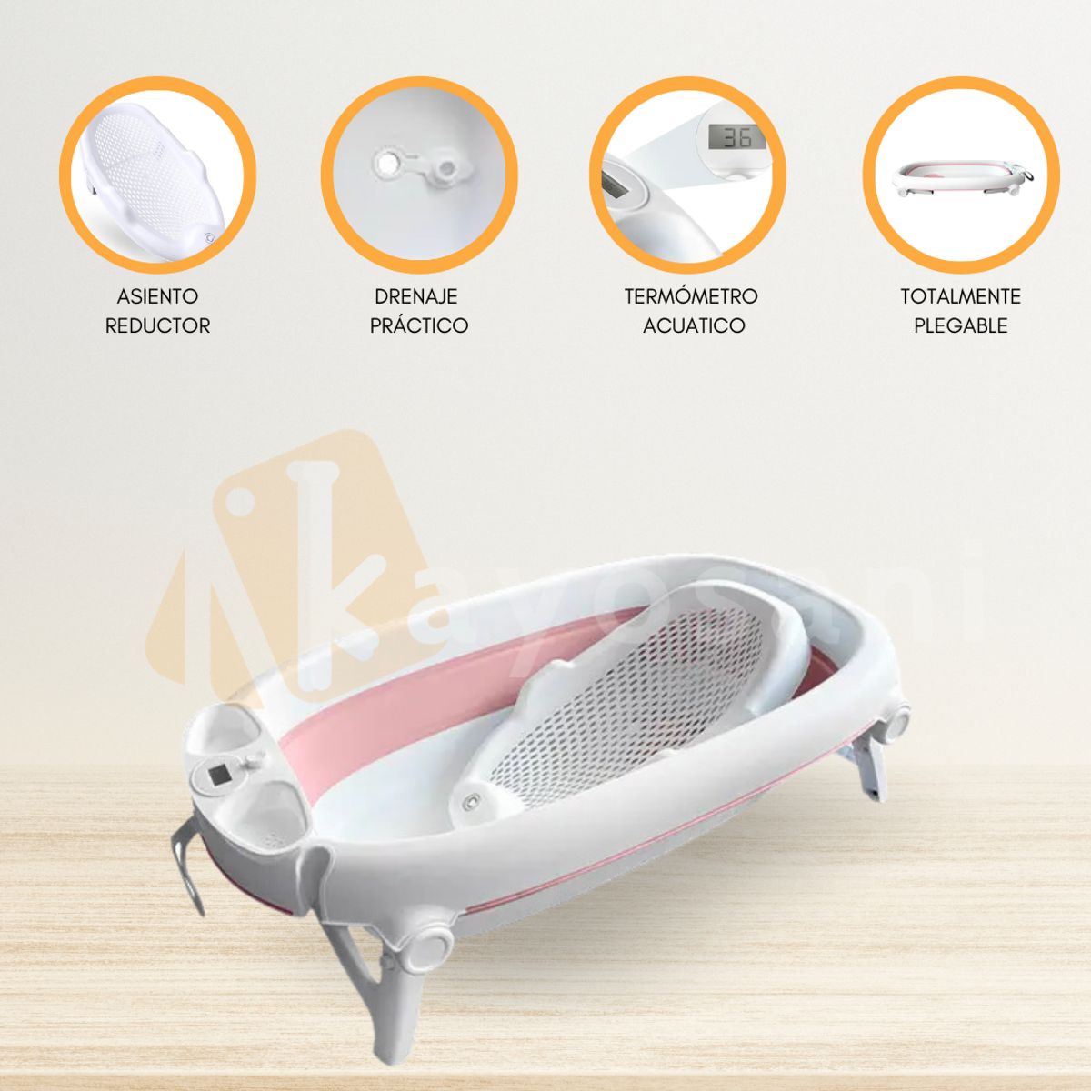 CARESTINO - Bañera con Asiento Reductor «HAWAI» Pink