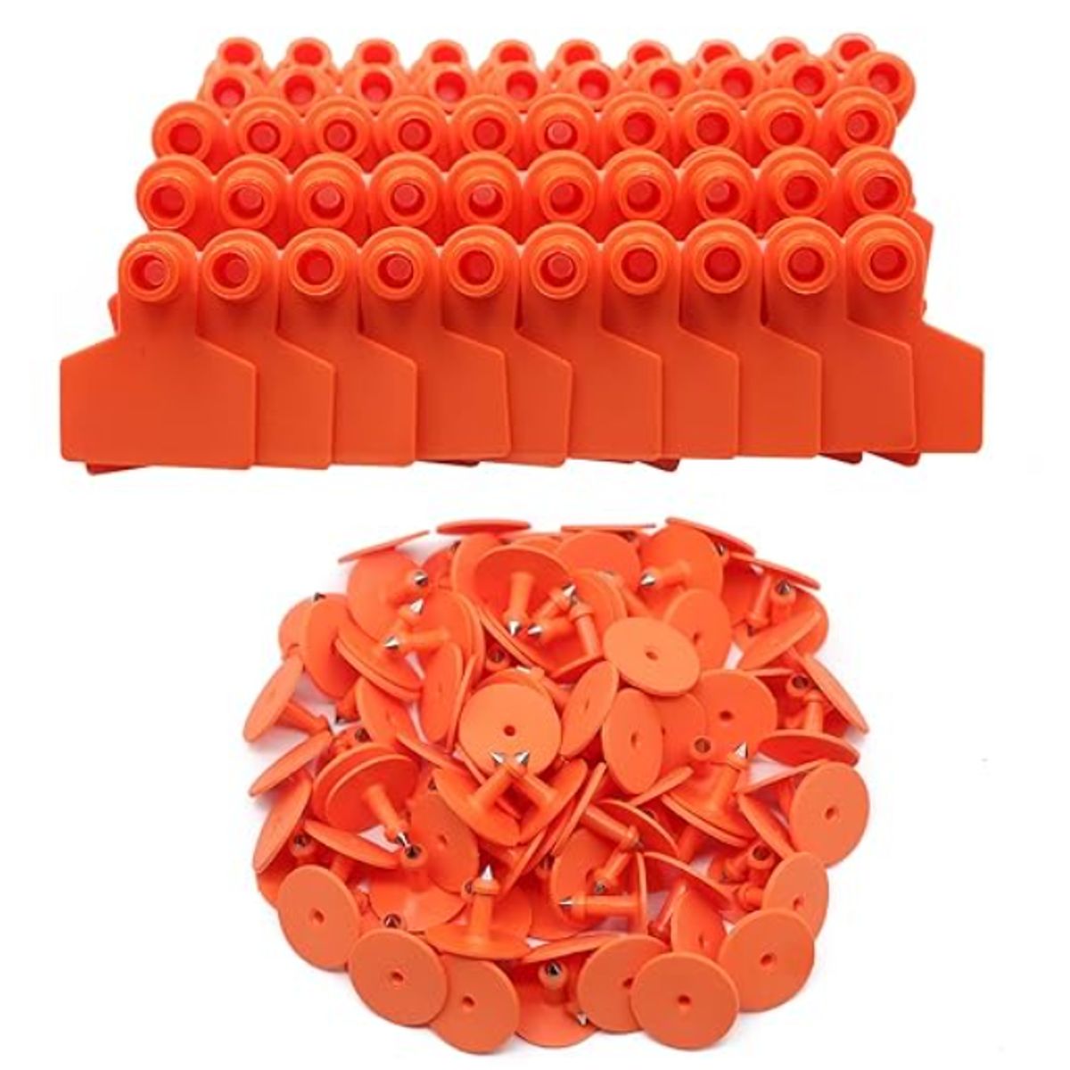 GENERICO - Pack de 100 Arete Para Cerdo Naranja 4x5 Cm Sin Número