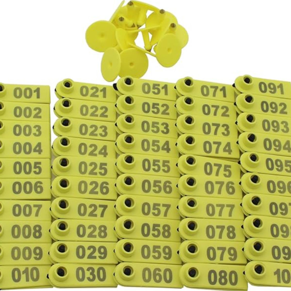 GENERICO - Pack de 100 Arete Para Oveja Amarillo 1.8x5 Cm Número