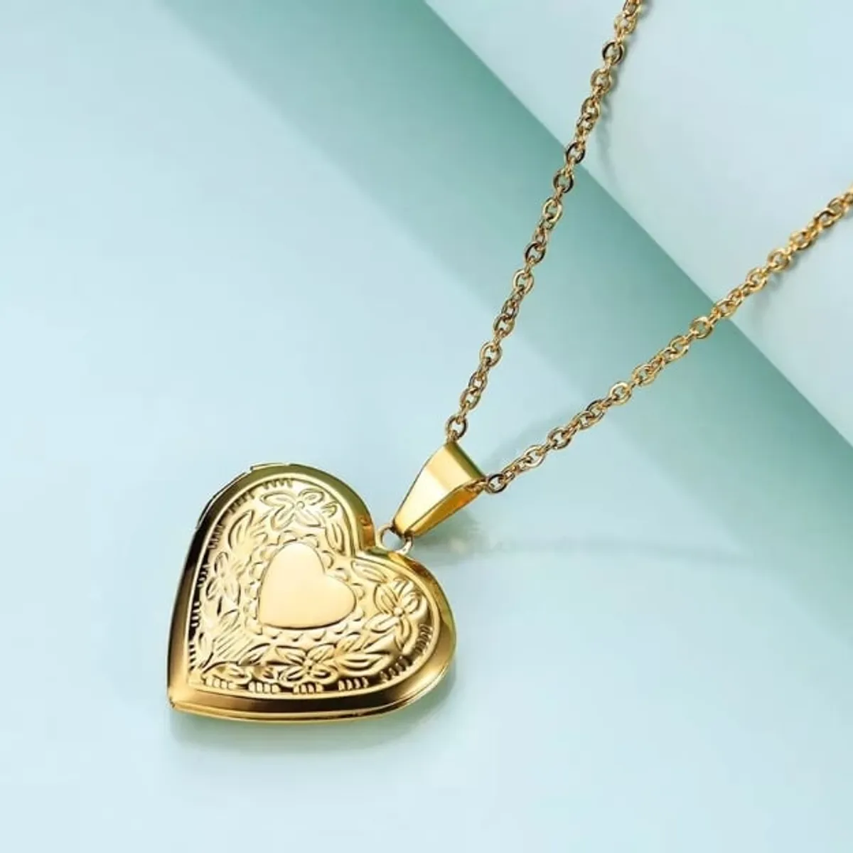 GENERICO - Collar Relicario Portafotos De Corazón Acero Inox mujer