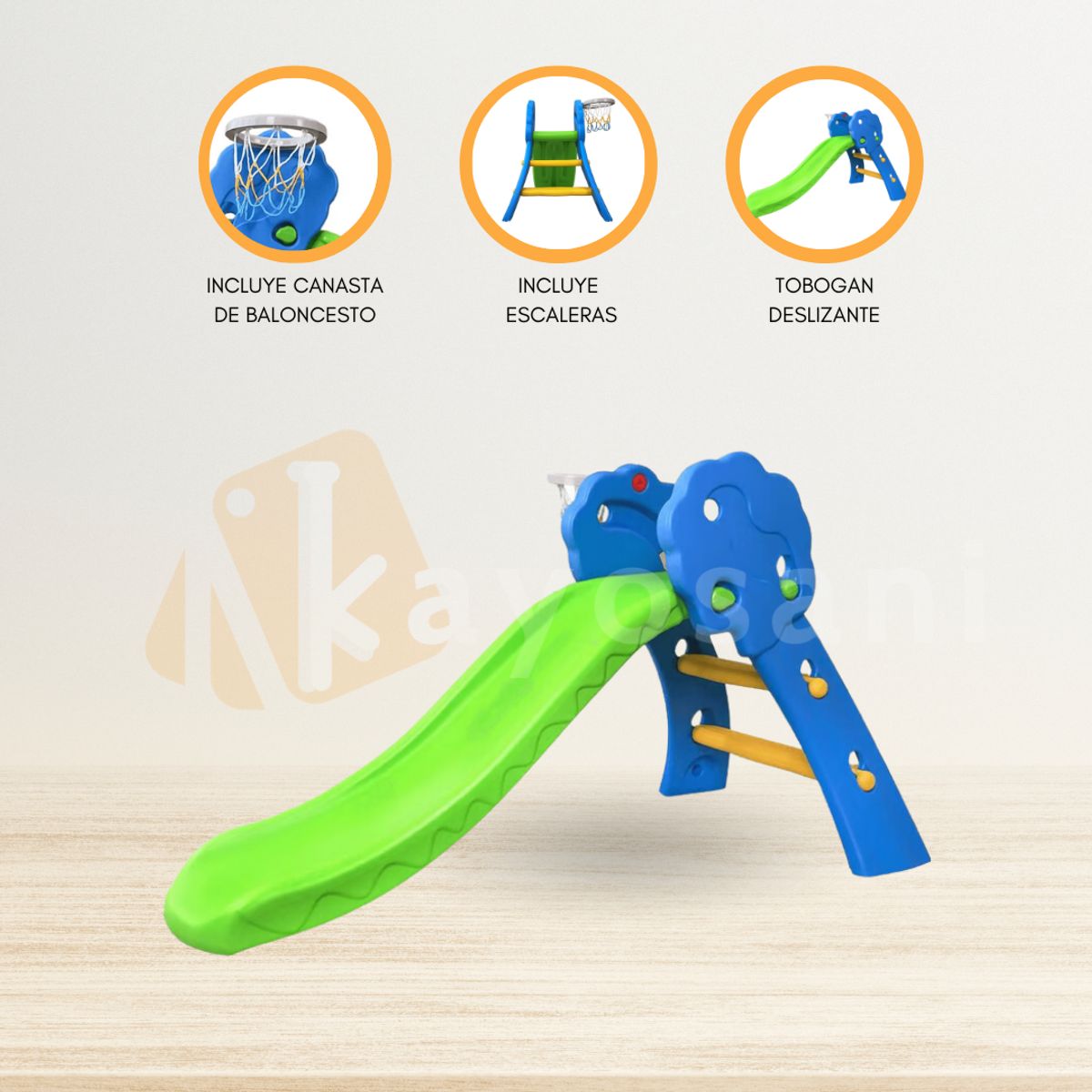 CUZKA - Tobogan con Canasto para Niños «RIDERE»