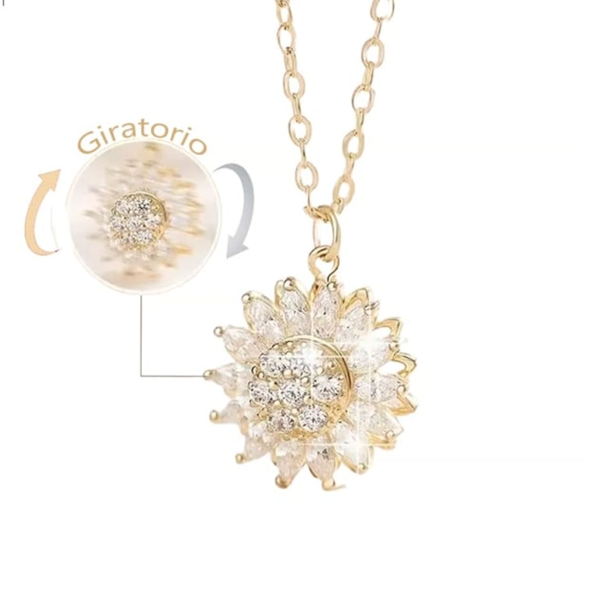 GENERICO - Collar Girasol Giratorio Anti Estres Acero Inoxidable