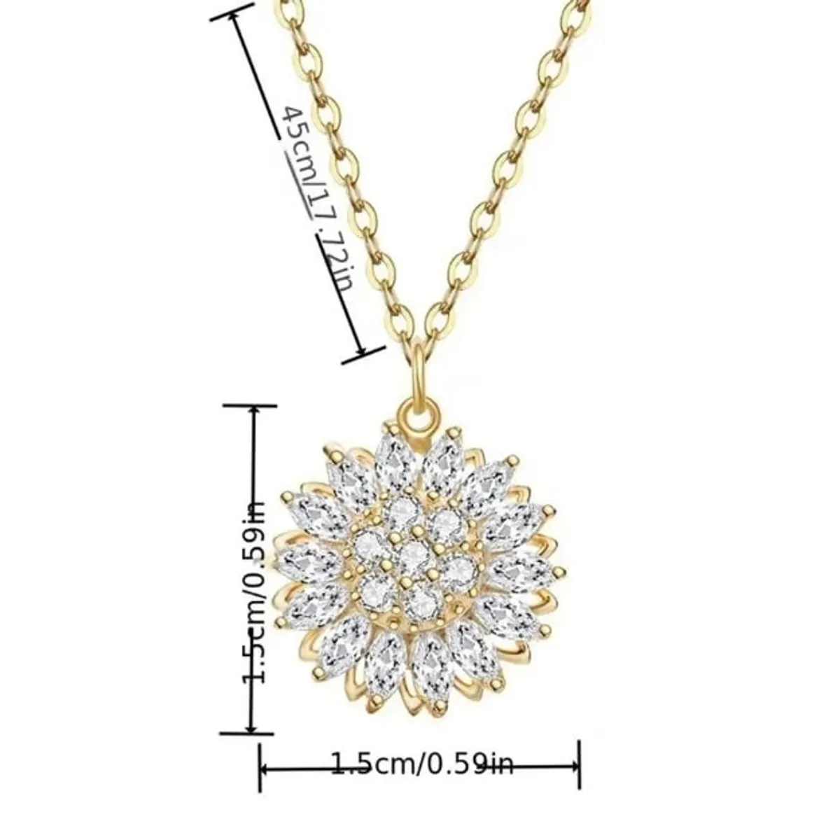 GENERICO - Collar Girasol Giratorio Anti Estres Acero Inoxidable