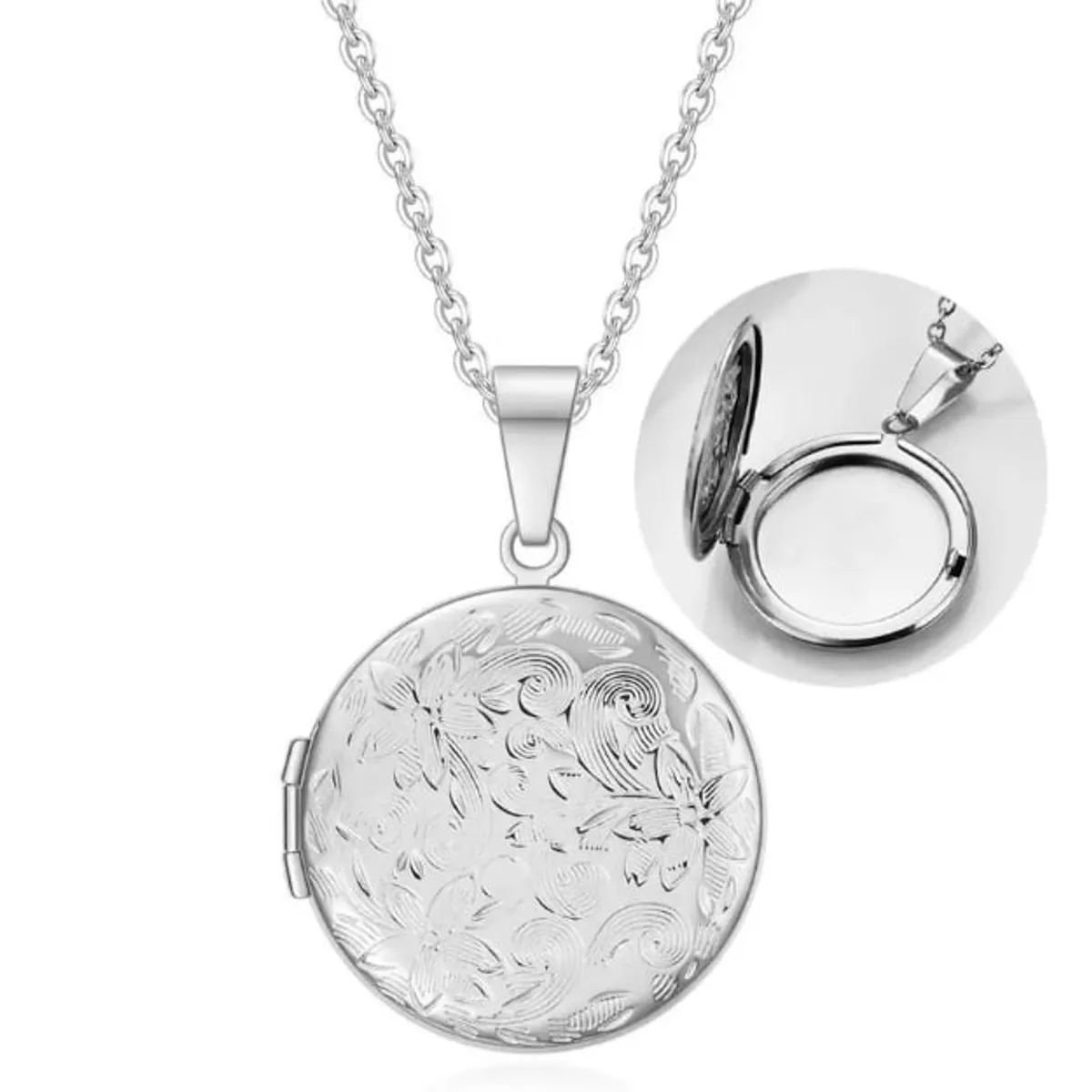 GENERICO - Promoción Collar Relicario Portafotos De Corazón Acero Inox Mujer