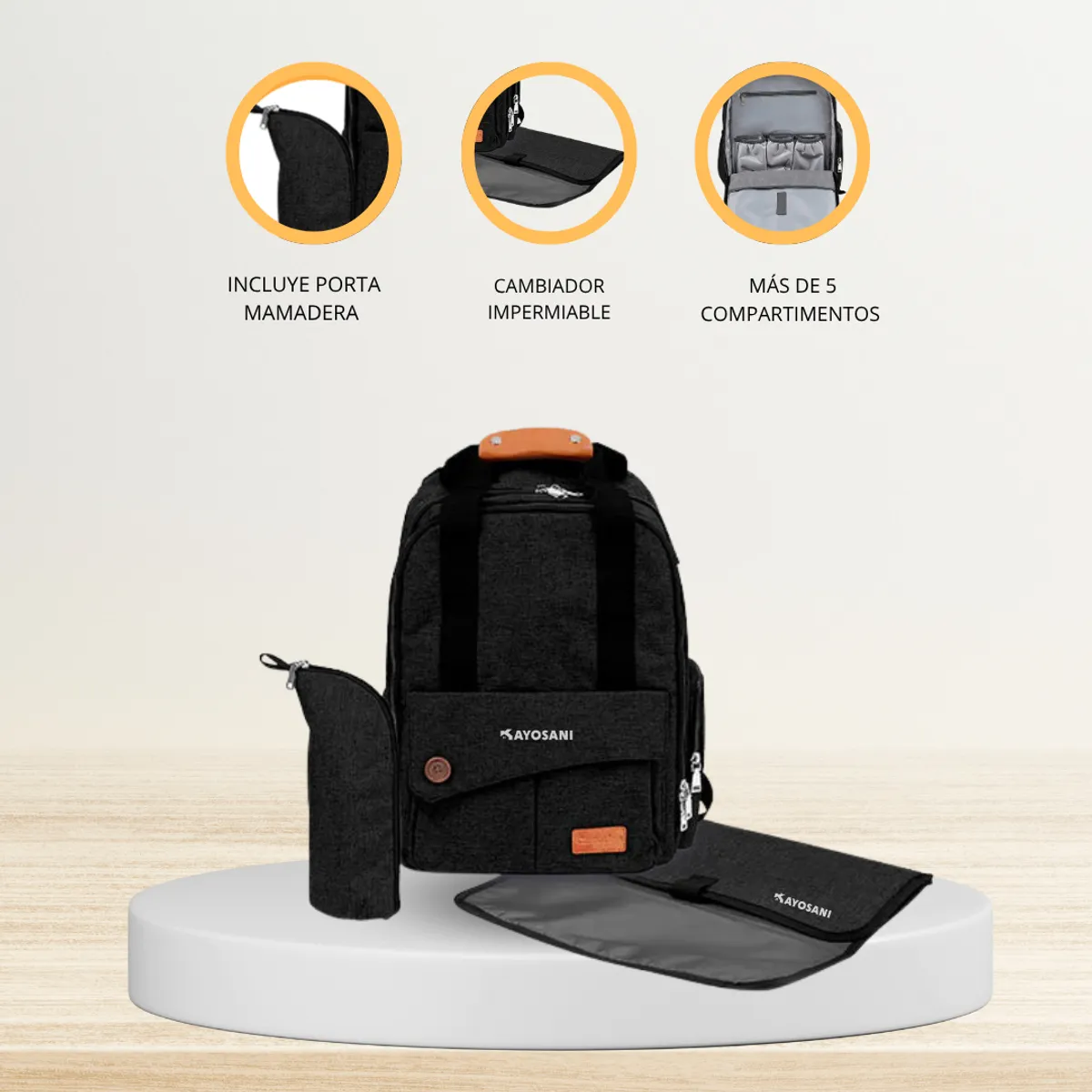 CARESTINO - Mochila Maternal para Bebé «ROMA» Black