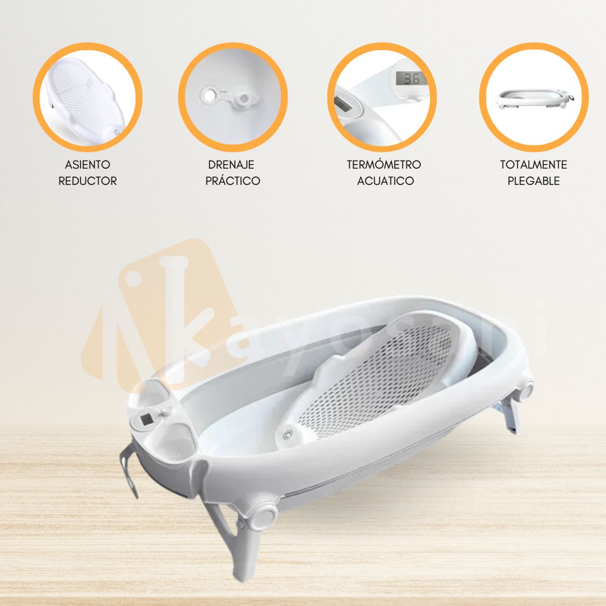 CARESTINO - Bañera con Asiento Reductor «HAWAI» Gray