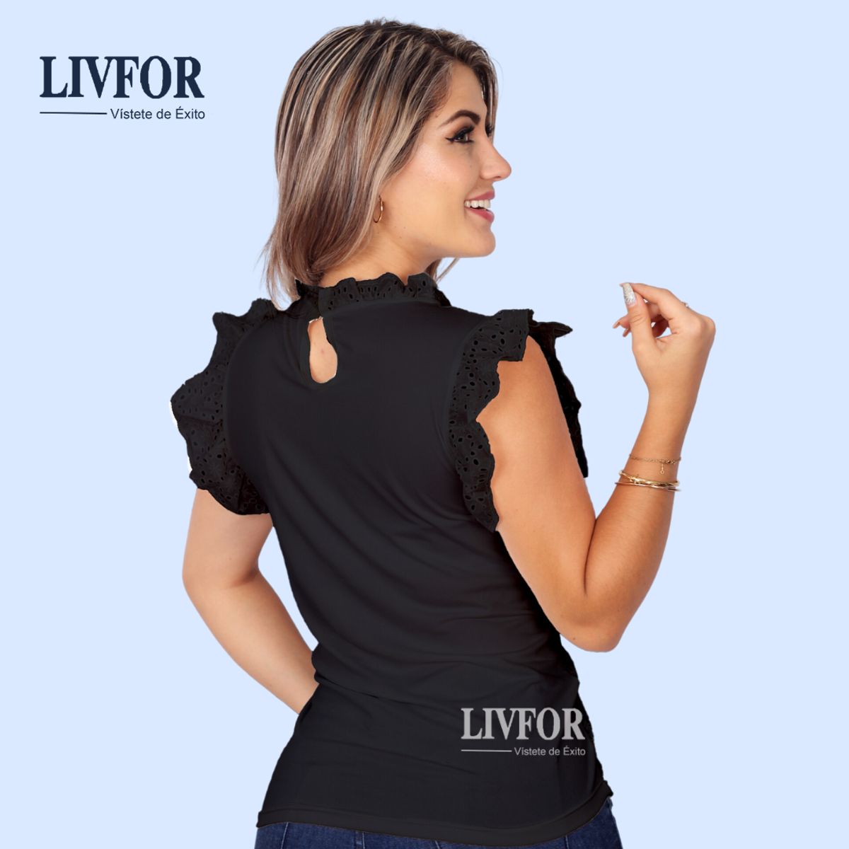 GENERICO - BLUSA CASUAL BIANCA - NEGRO