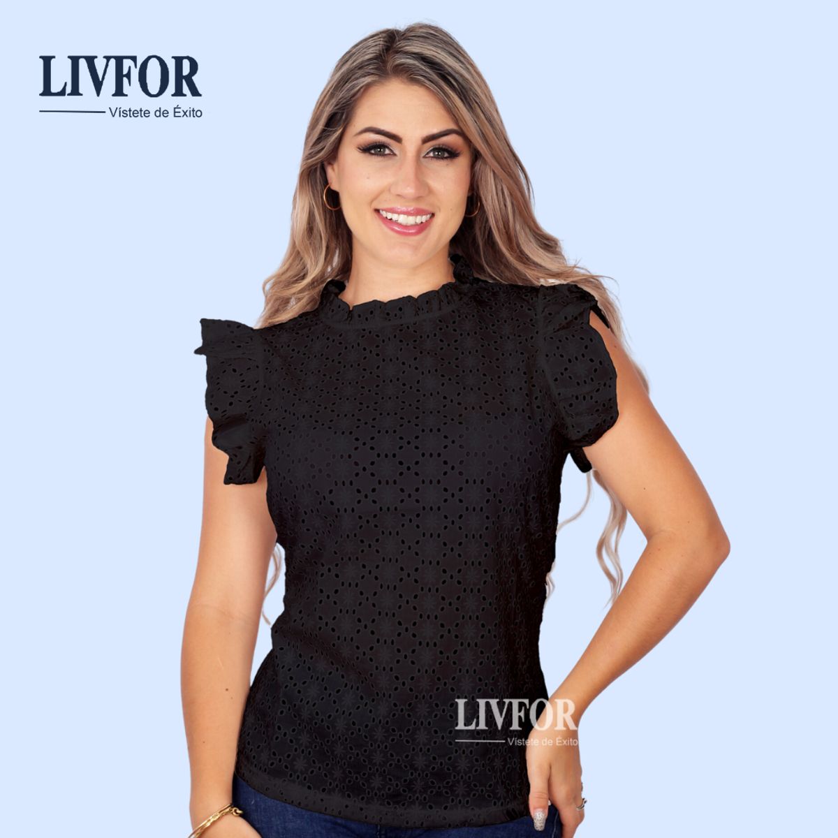 GENERICO - BLUSA CASUAL BIANCA - NEGRO