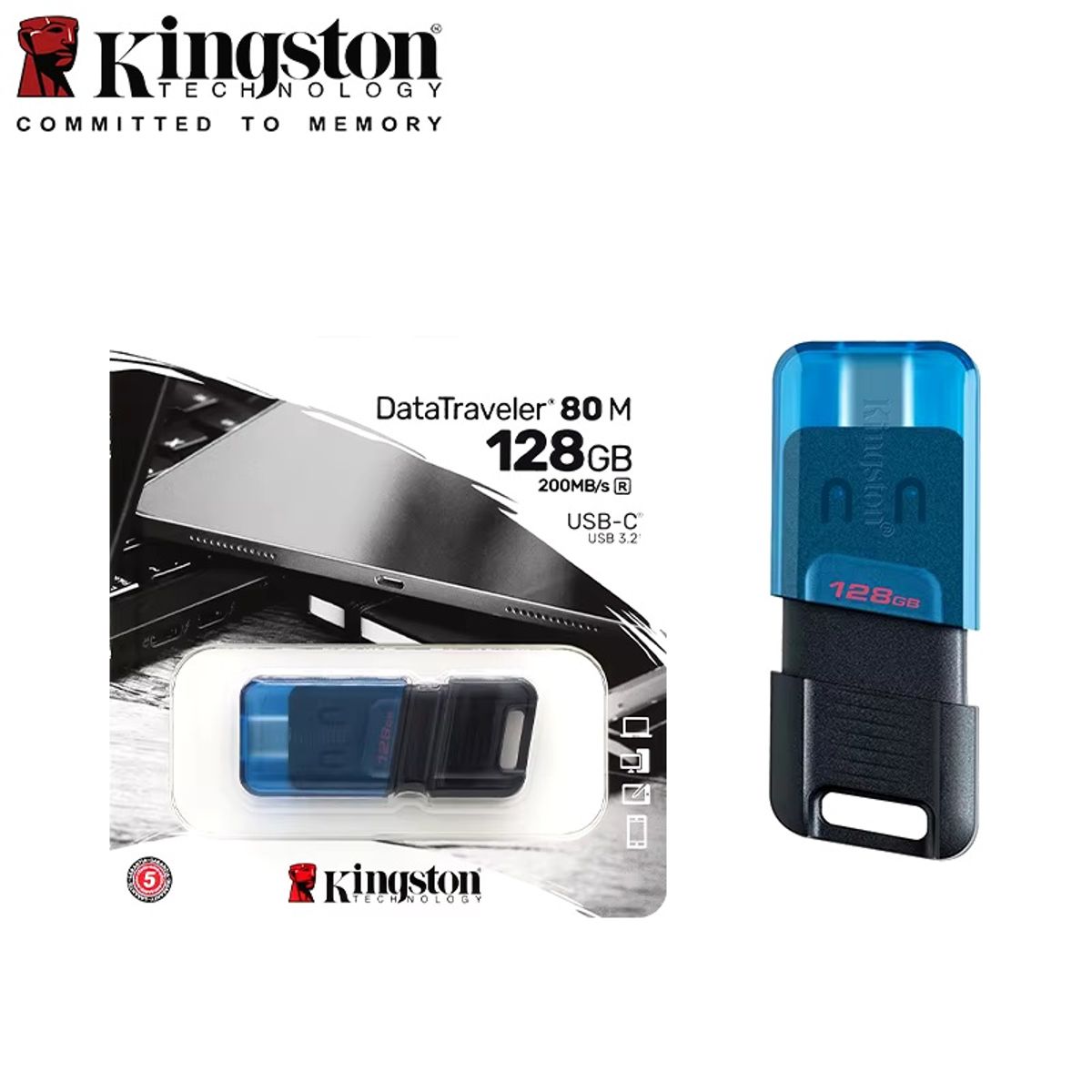 KINGSTON - Memoria Usb 128Gb tipo C - Velocidad 200mbs - Original Kingston