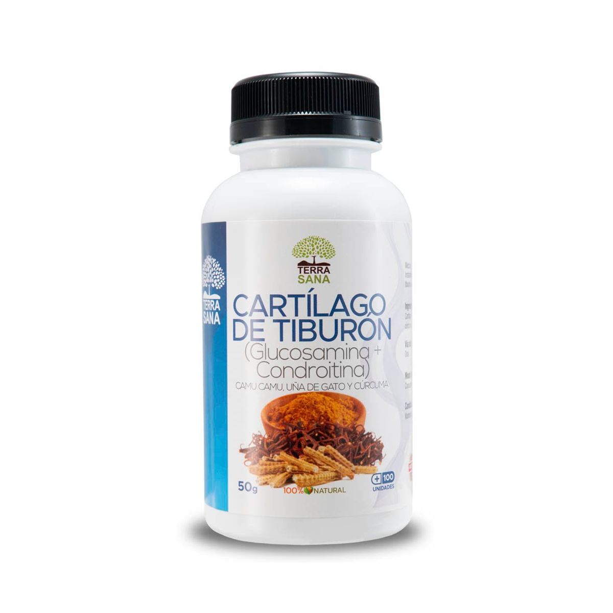 TERRASANA - Cápsula de Cartílago de Tiburón (Glucosamina + Condroitina) x 100 unid Terra Sana