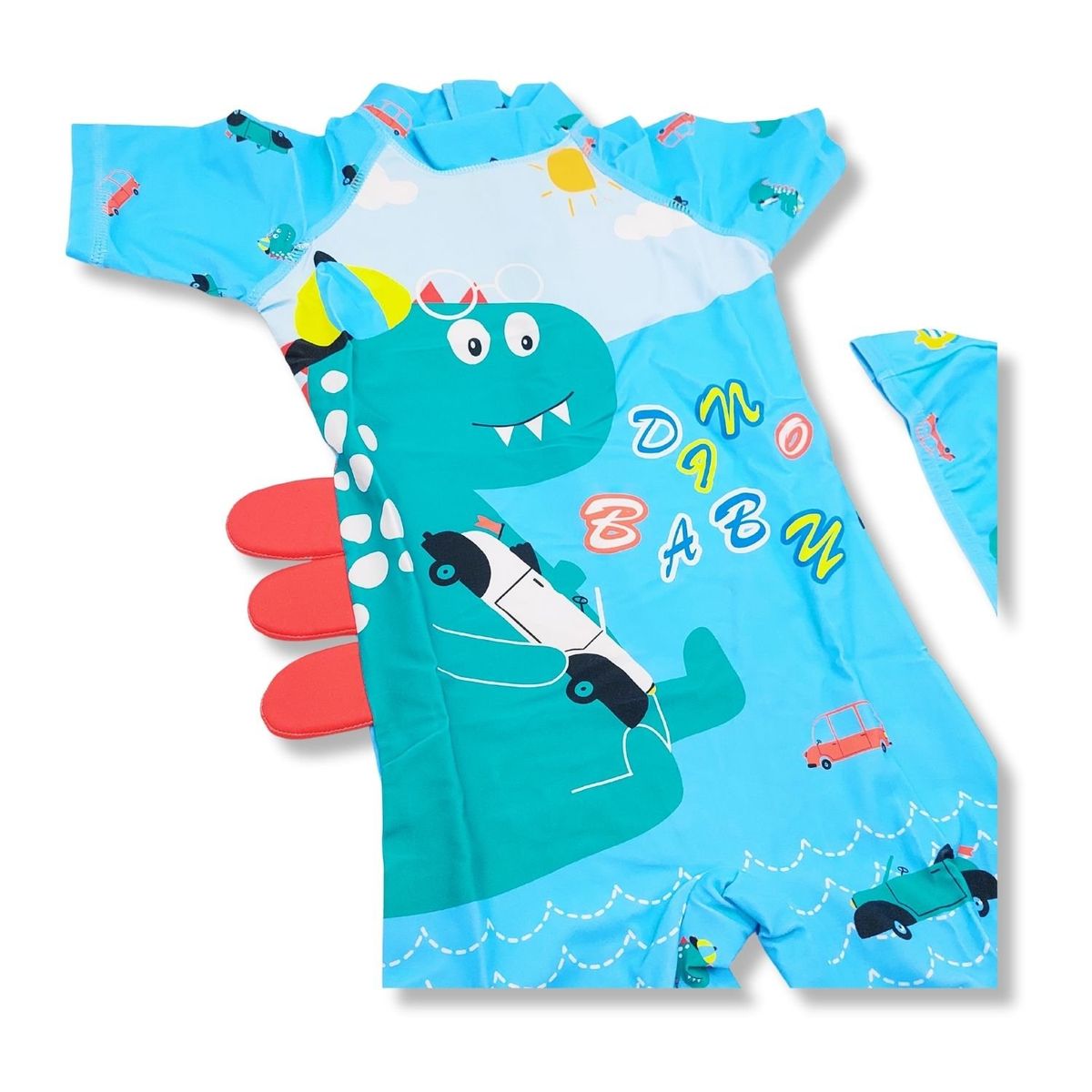 GENERICO - Ropa de Baño para Niño UV Dinosaurio Verde Jugando con Autos