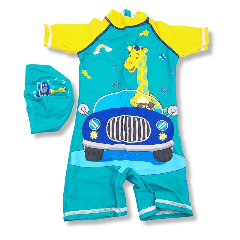 GENERICO - Ropa de Baño para Niño UV Jirafa Verde Manejando Auto