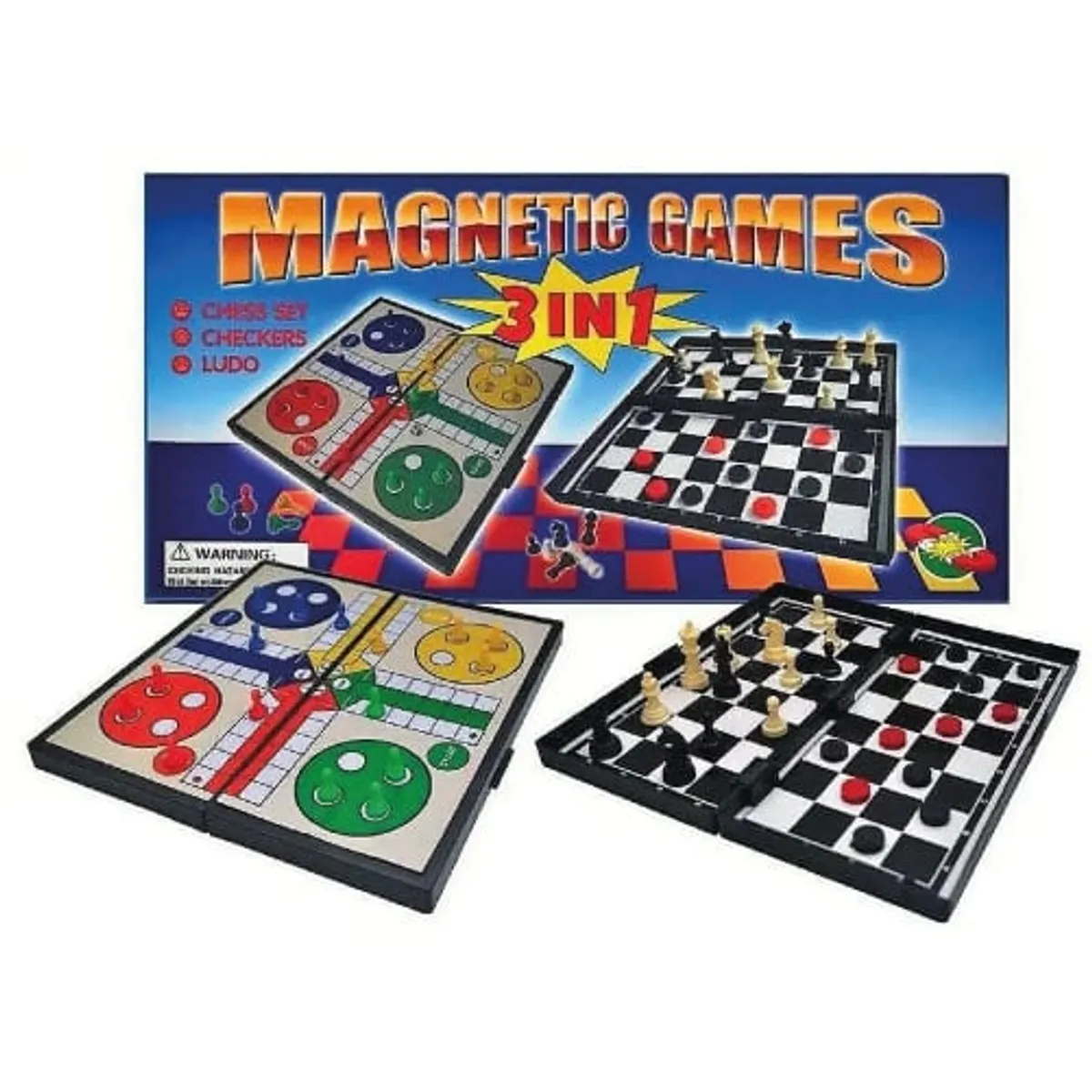 GENERICO - Ajedrez Magnético Multijuego 3 en 1 Damas y Ludo