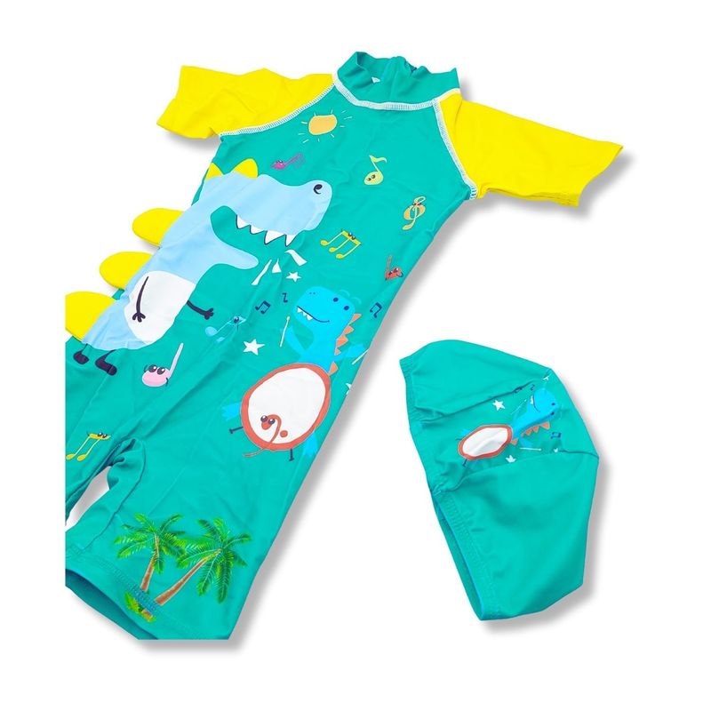 GENERICO - Ropa de Baño para Niño UV Dinosaurio Celeste Cantando