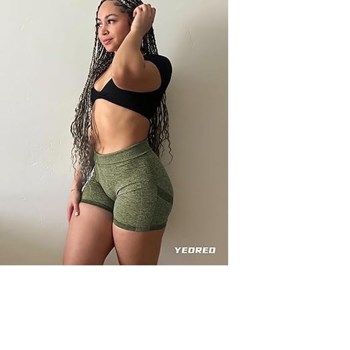 GENERICO - Shorts de cintura alta y con realce de glúteos para entrenamiento