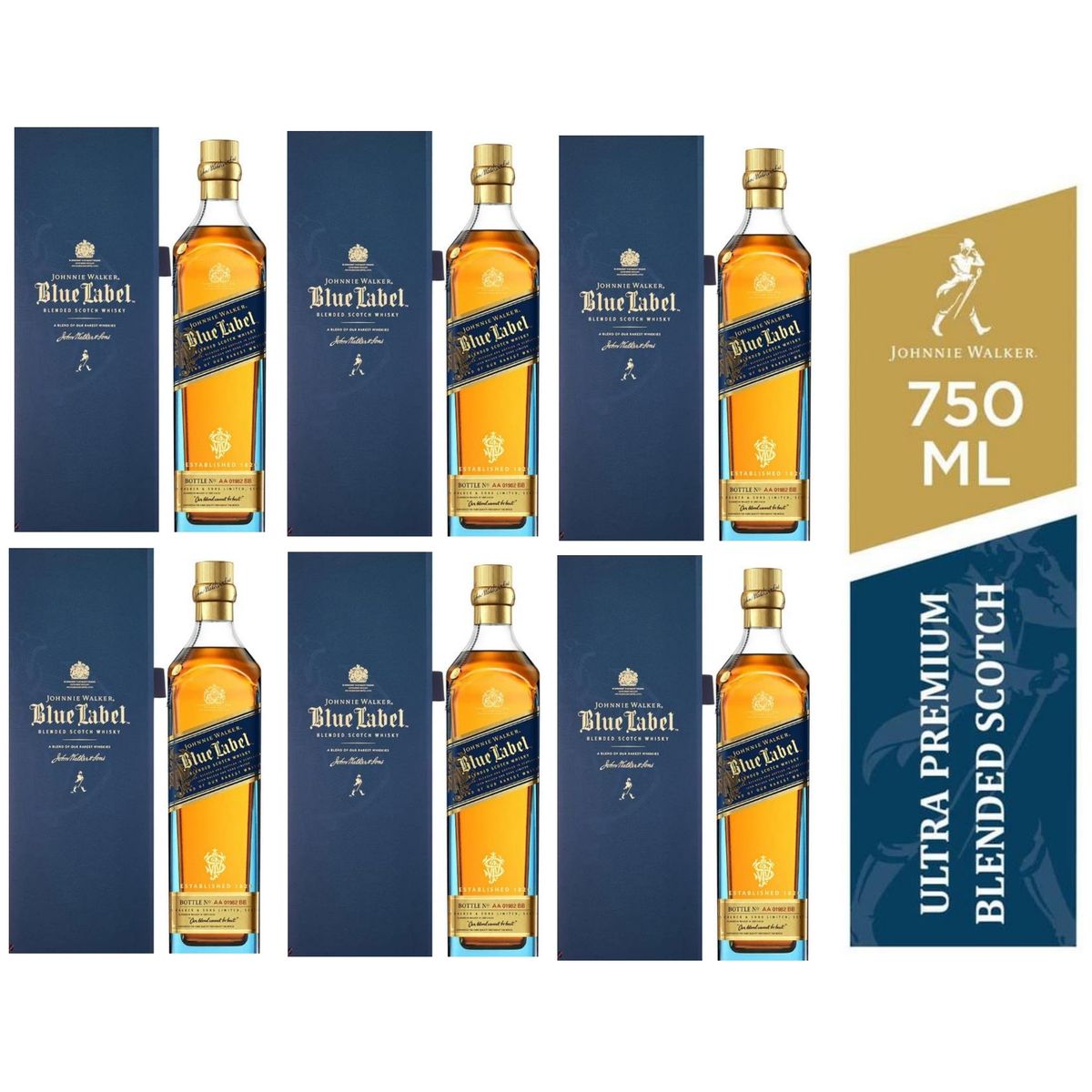 JOHNNIE WALKER - Whisky Johnnie Walker Blue Label 750ml - 6 UND