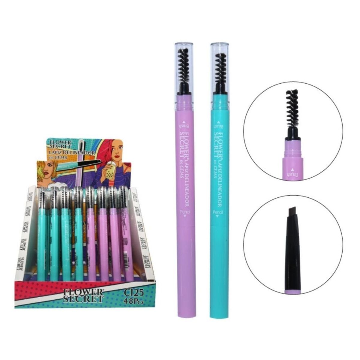 GENERICO - Lápiz Retráctil para cejas Negro + Cepillo Spuler