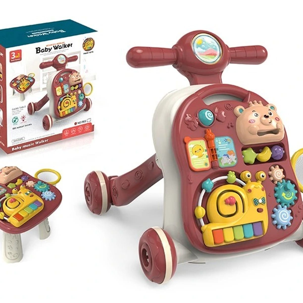 GENERICO - Andador 3 en 1 Con Sonido Y Luces Color Rojo