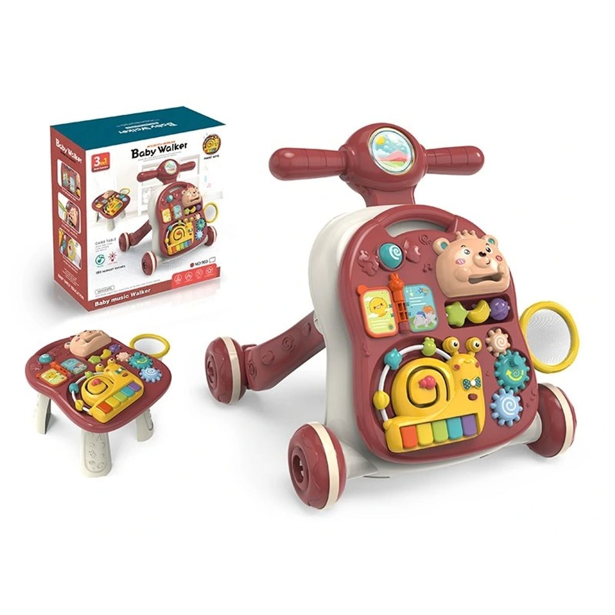 GENERICO - Andador 3 en 1 Con Sonido Y Luces Color Rojo