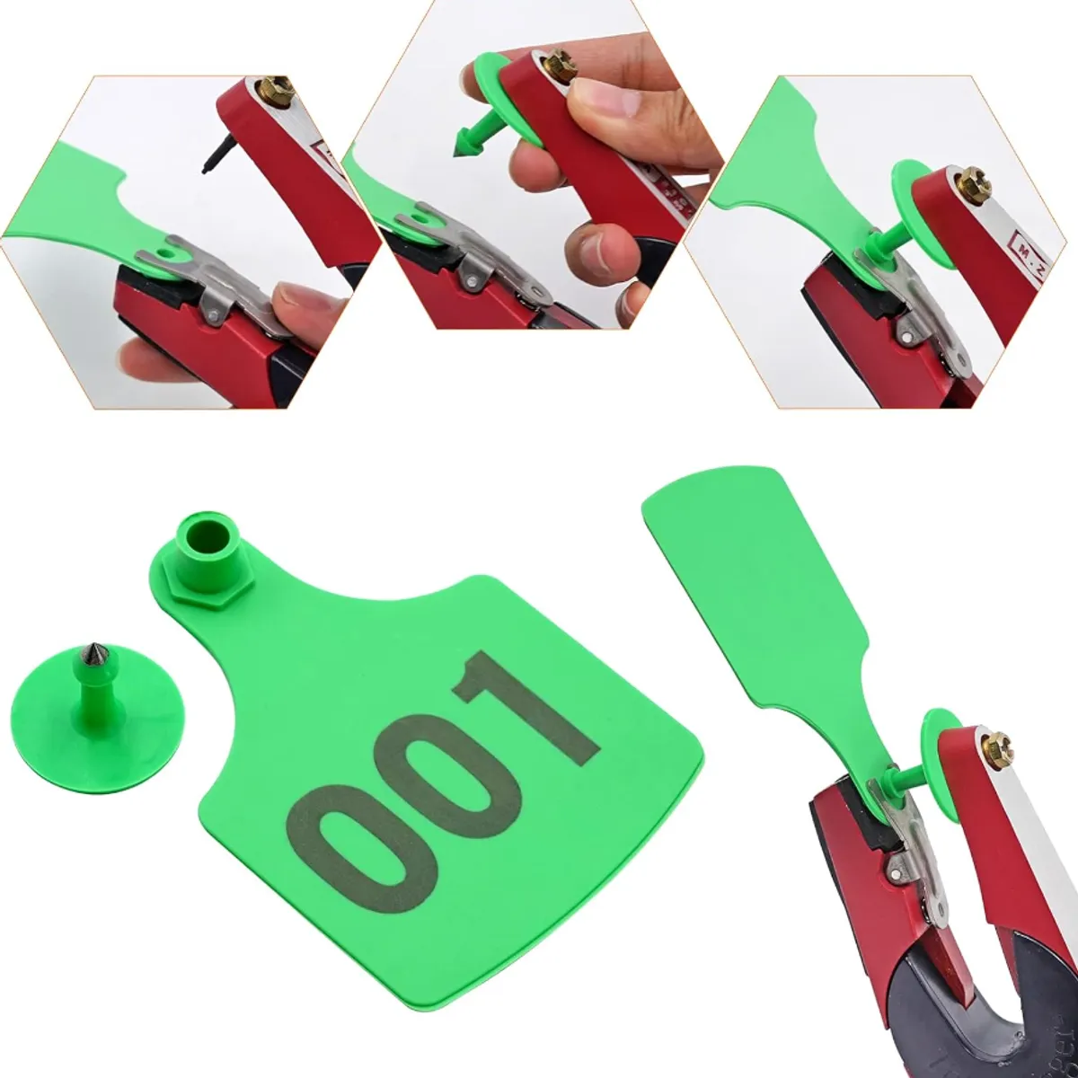 GENERICO - PACK X 100 CROTAL ARETE PARA VACA VERDE 7.5X10 CM NUMERADO