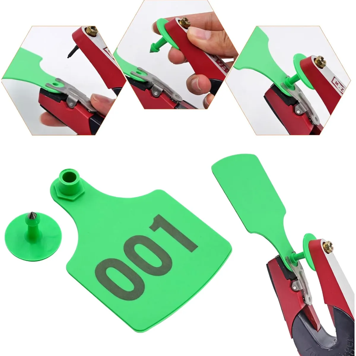 GENERICO - PACK X 100 CROTAL ARETE PARA VACA VERDE 7.5X10 CM NUMERADO