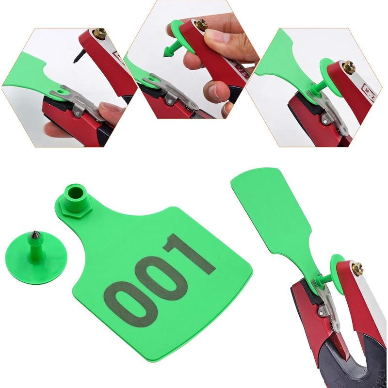 GENERICO - PACK X 100 CROTAL ARETE PARA VACA VERDE 7.5X10 CM NUMERADO