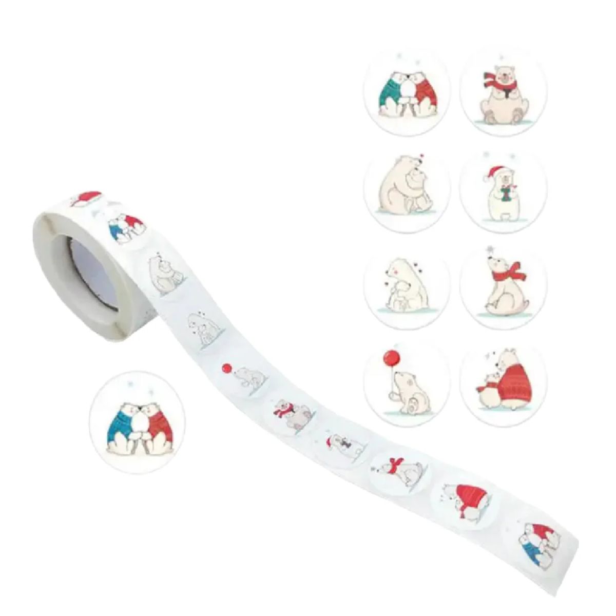 GENERICO - 100 stickers en rollo osos