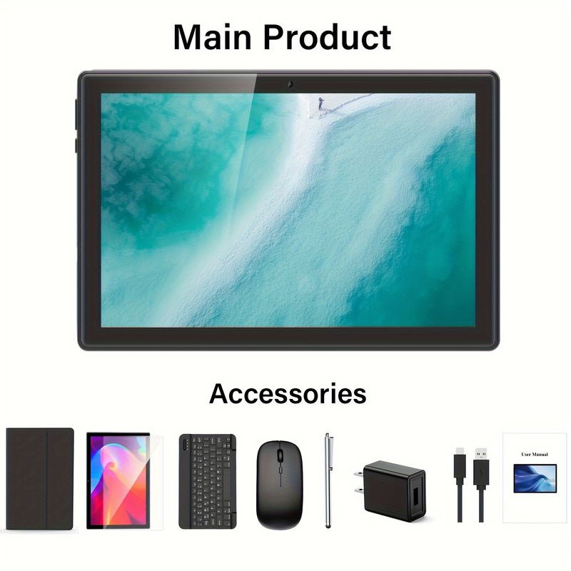 GENERICO - Tablet PC Android 12 10 pulgadas 2 en 1 con teclado y mouse